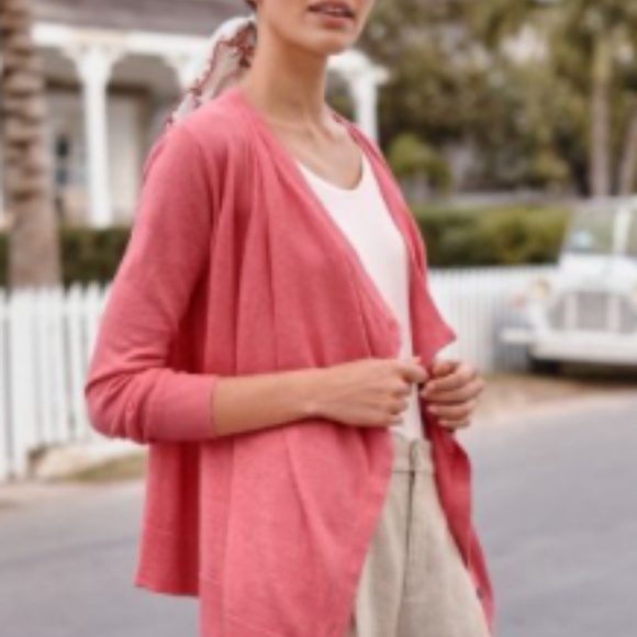 Easy Linen Drape Open Front Cardigan - Picture 7 of 9